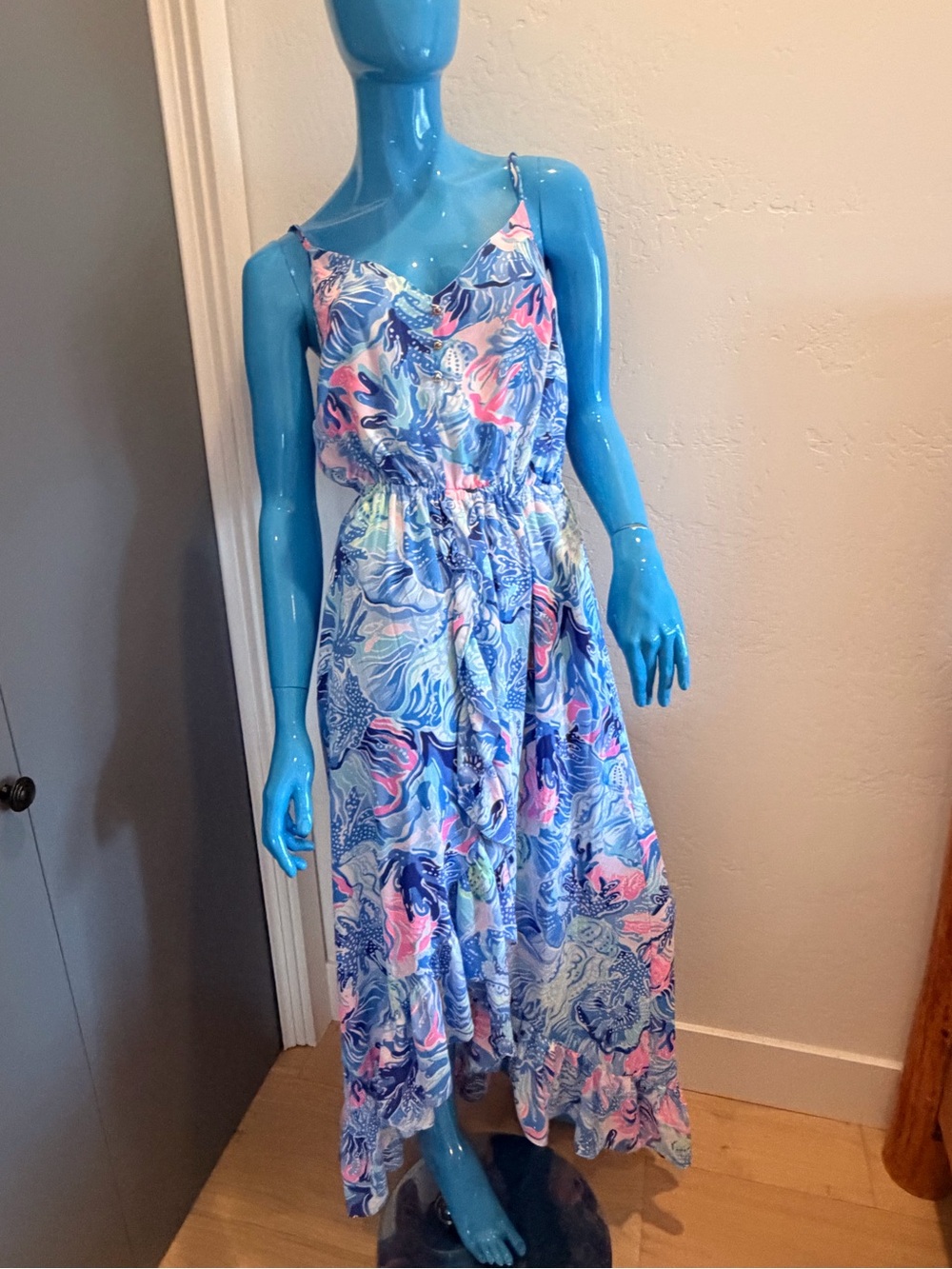Lilly Pulitzer Mareena Maxi Dress Saltwater Blue Shade Seekers - Picture 4 of 5